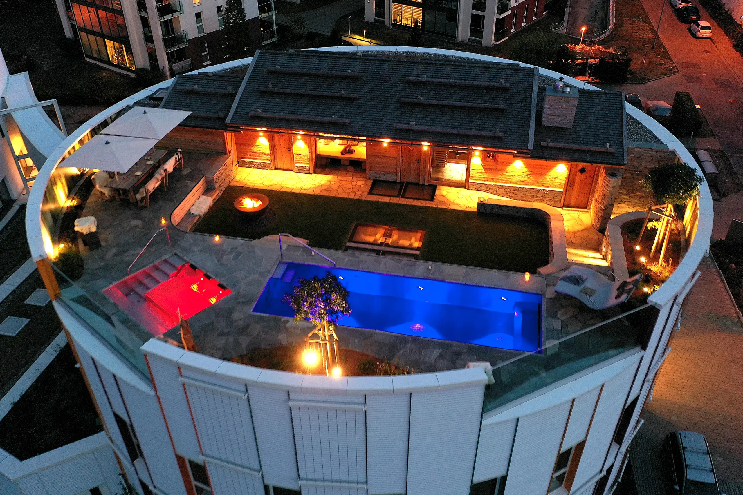 Terrassen Drohneaufnahme von oben