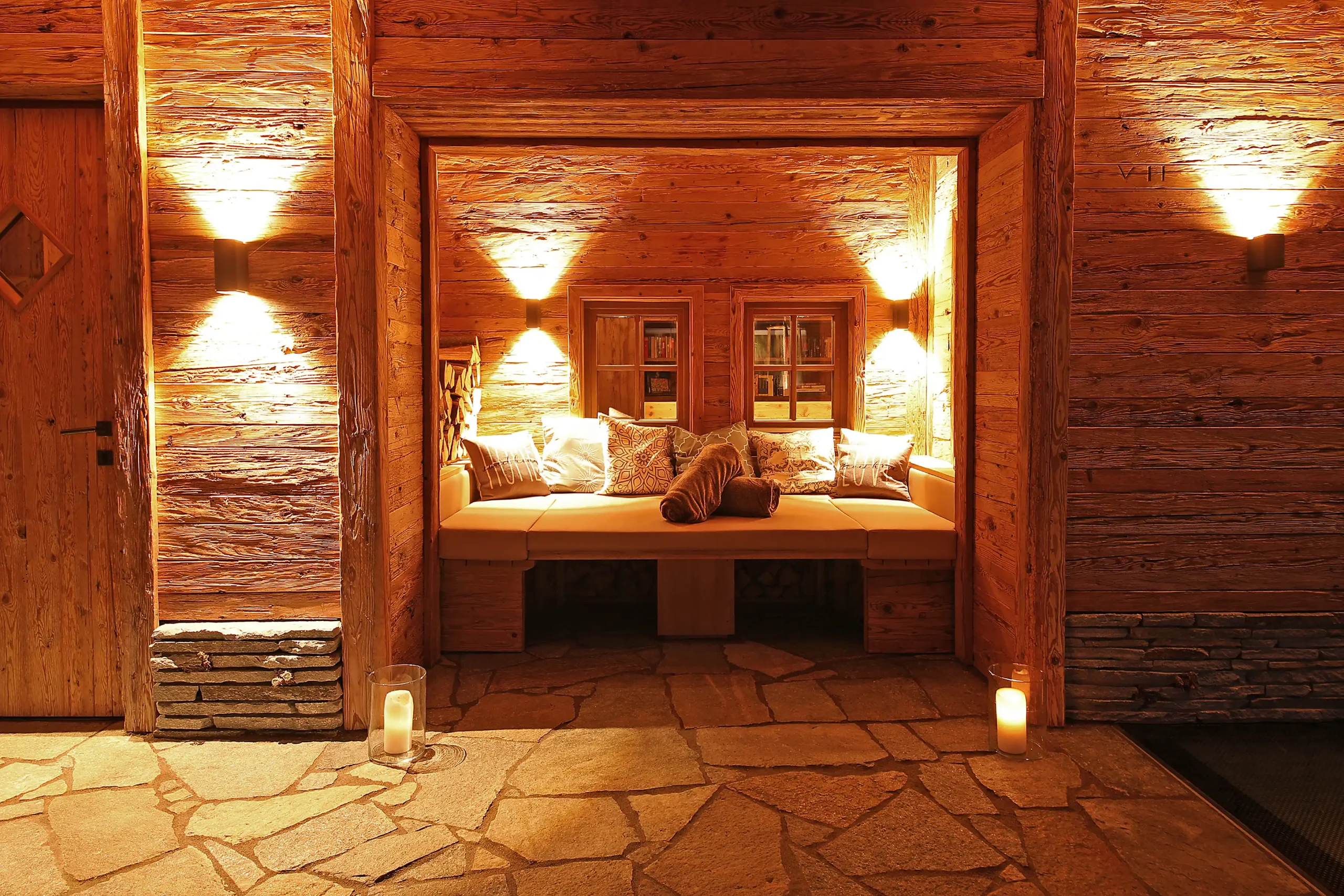 Sitznische auf der Terrasse mit Heizung