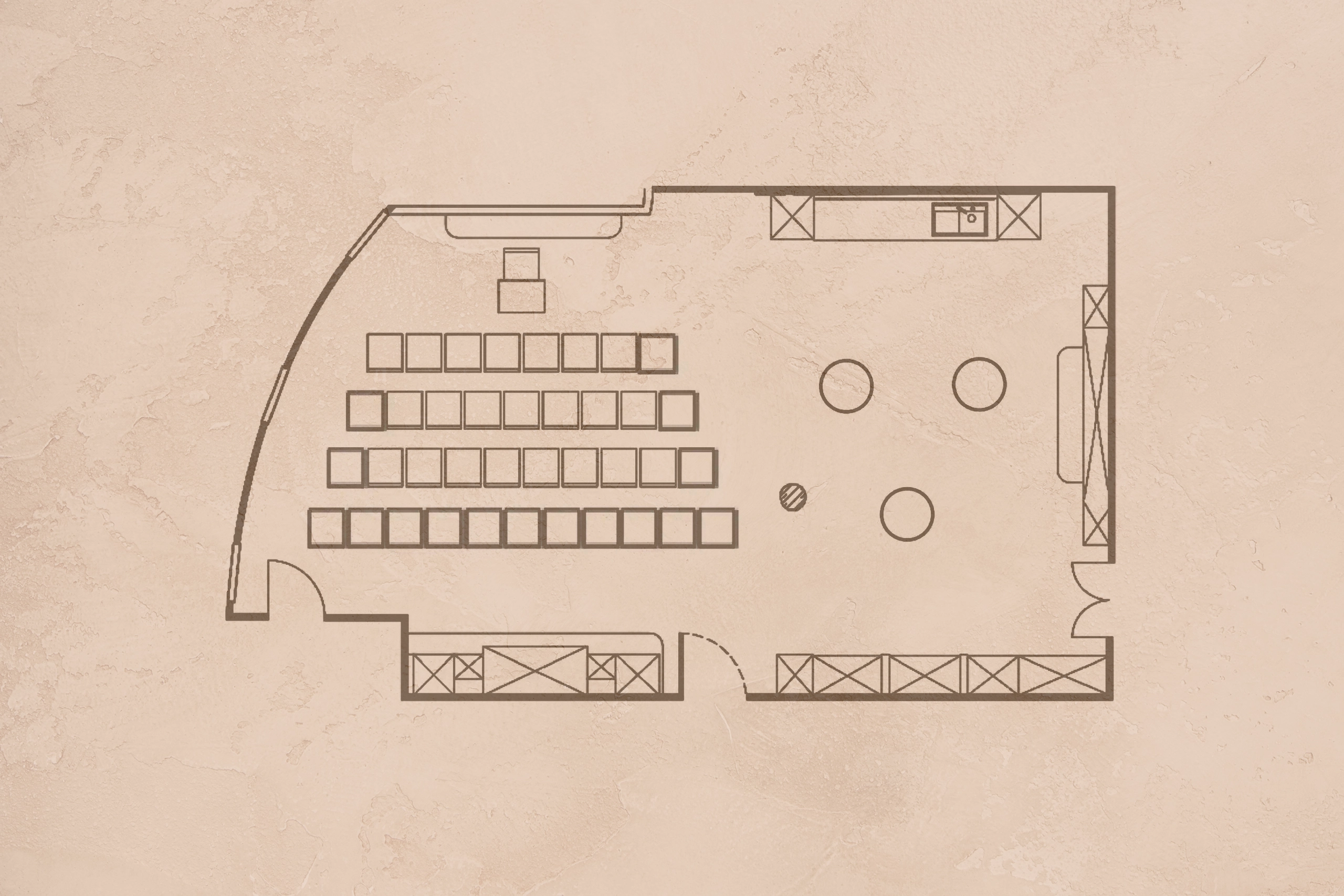 Chalet O Raum Layout Theater im Veranstaltungsraum
