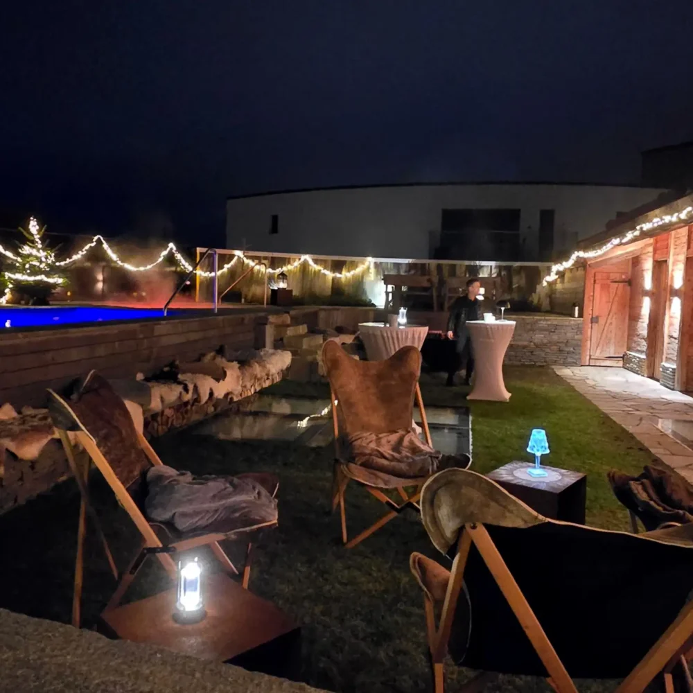 Chalet O Dachterrasse mit Feuerring und Sitzecke
